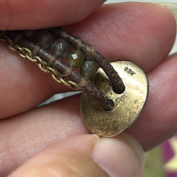 🖤CHAN LUU Labradorite Sterling silver Chain Leather wrap bracelet - Picture 4 of 11